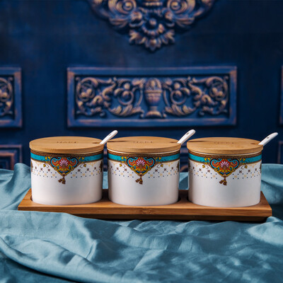 

Porcelain soul creative fashion kitchen utensils set supplies simple ceramic seasoning tank bottles salt pots MSG fashion ideas Bangkok style