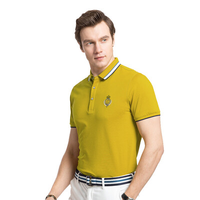 

Camel (CAMEL) men's lapel short-sleeved embroidered standard color business casual T-shirt X7B265166 soil yellow XL