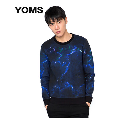 

Yushi (YOMS) sweater men fashion business casual round neck jacket 61231690 blue