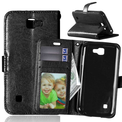 

Black Style Classic Flip Cover with Stand Function and Credit Card Slot for LG K3 LS450