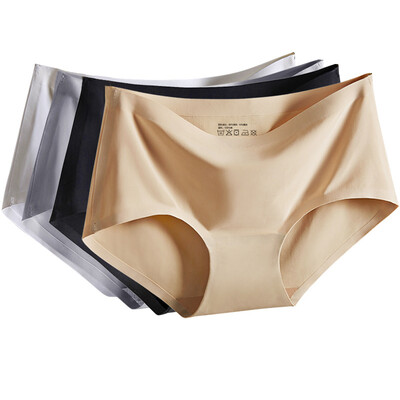 

The United States&Ya Ting 4 loaded ice silk without trace underwear women a cotton crotch ladies underwear Xia thin skin color black light gray teeth XL code