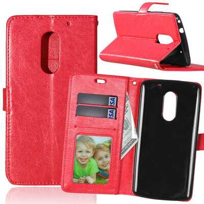 

Red Style Classic Flip Cover with Stand Function and Credit Card Slot for Lenovo VIBE X3