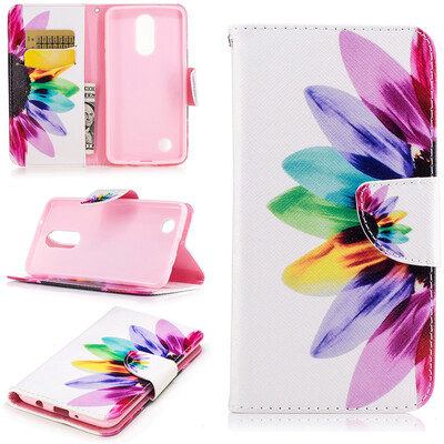 

Seven color flowers Design PU Leather Flip Cover Wallet Card Holder Case for LG K8 2017
