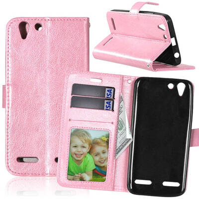 

Pink Style Classic Flip Cover with Stand Function and Credit Card Slot for Lenovo VIBE K5/K5 Plus/A6020