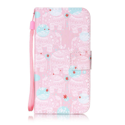 

Pink Elephant Design PU Leather Flip Cover Wallet Card Holder Case for Huawei Y625