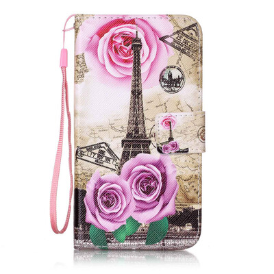 

Flower Tower Design PU Leather Flip Cover Wallet Card Holder Case for LG K7LG M1