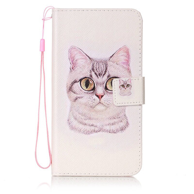 

Short Hair Cat Design PU Leather Flip Cover Wallet Card Holder Case for LG LS775