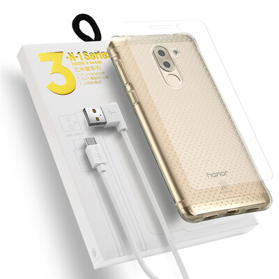 

GANGXUN High Quality TPU Case for Huawei Honor 6 Soft Anti-shock Super Clear TPU Case Tempered Film USB Charging Cable
