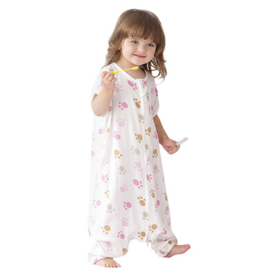 

Jingdong supermarket] Mile fish baby sleeping bag 3 section of the legs cotton 2 layer gauze short sleeve sleeping bag (small footprint) powder 90CM