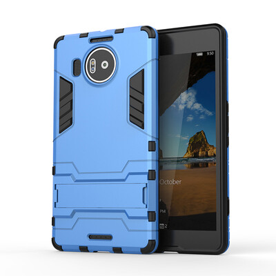 

Синий Slim Robot Armor Kickstand Ударопрочный жесткий корпус из прочной резины для Microsoft Lumia 950 XL