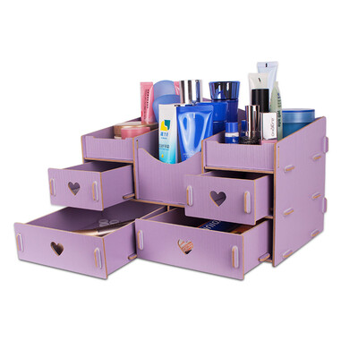 

EDO Cosmetics Storage Box Desktop Drawer Wooden Dresser Storage TH5071 Purple