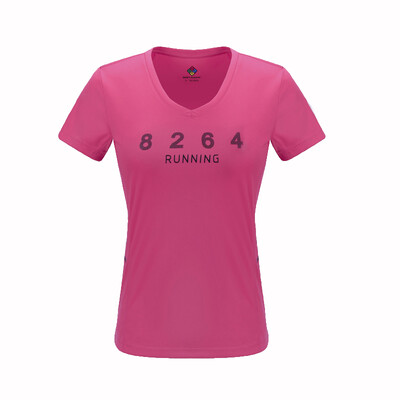 

8264 outdoor sports fast-drying spring&summer Ms V-neck sports sweat breathable short-sleeved Slim K-shirt K7S1R5509 rose red XL