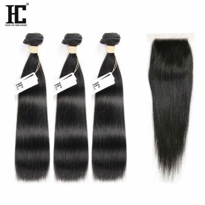 

8A Grade Ms Lula Hair With Closure And Bundle 3 Связки с закрытием Человеческие волосы сплетенные перуанские прямые волосы Девы с закрытием