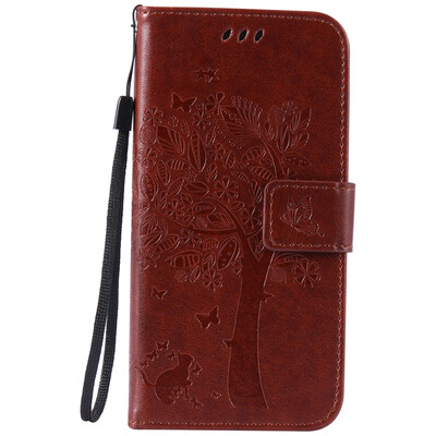 

Brown Tree Design Кожа PU флип крышки Кошелек Карты Держатель чехол для SAMSUNG S6