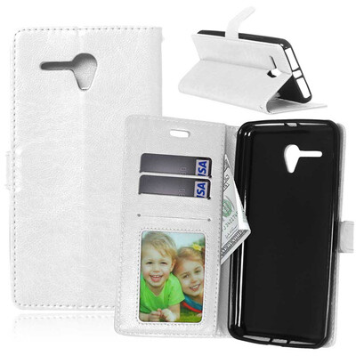 

Белая классическая откидная крышка с функцией подставки и слотом для кредитных карт для Alcatel Pop 3 5.5