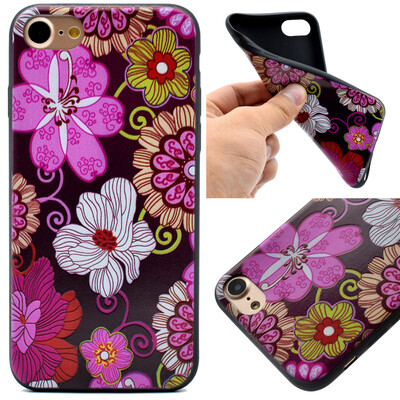 

Color flowers Pattern Soft Thin TPU Rubber Silicone Gel Case Cover for IPHONE 7