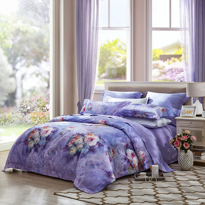 

LUOLAI LOLI Home Textiles 208 Yarn Jacquard Cotton Four-piece Cotton Sleeve Set Bedding Bedding Quilt TY7231 Meet the Good 220 250 Purple