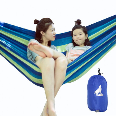 

BeiJiLang double hammock blue outdoor hammock swing single single double canvas indoor hammock 200 150cm blue