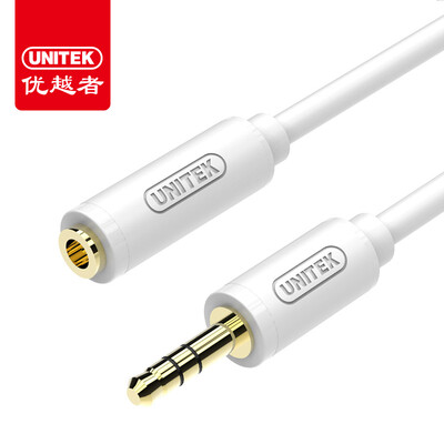 

(UNITEK) Y-C932WH 3,5-мм аудио-линия мужской до женского стерео наушника удлинитель 1-метровый мобильный телефон / планшет / автомобиль / компьютер со звуковым удлинителем белый