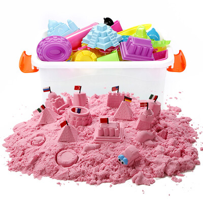 

Dad and mom (babamama) Caisha sand mud set DIY toy sand light clay 6 kg loaded with 135 mold storage box B3002 Rose