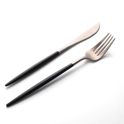 

【Jingdong Supermarket】 Sunshine flying song 304 stainless steel knife and fork hotel supplies West tableware steak knife and fork black silver two sets