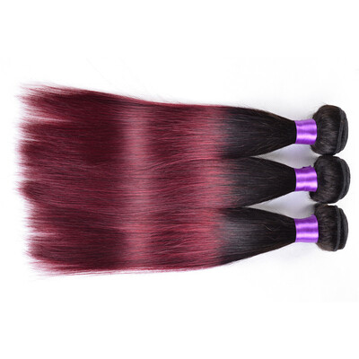 

Ali Grace Omber Peruvian Virgin Hair Straight 1B/99J 2 bundles Human Hair Weave Best Peruvian Hair Extensions No Shedding
