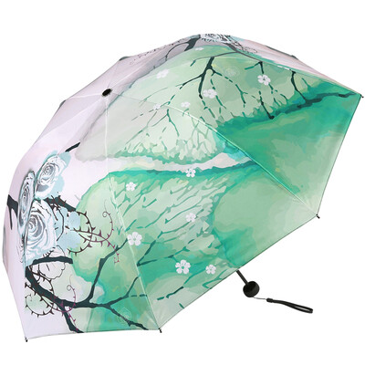 

Paradise umbrella UPF50 Vinyl transfer three fold sun umbrella sunny umbrella 31821E picture outside the green