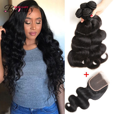 

Muse Lady Beauty Malaysian Human Virgin Hair 3 Bundles Lot Body Wave Hair Extension with Closure