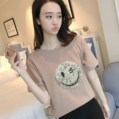 

VIVAHEART Smile Pattern Футболка с коротким рукавом Легкий корейский прилив для студентов VWTD173441 Brown S