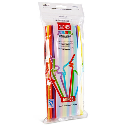 

Jingdong supermarket Yi Jie disposable multi-way straw tableware hygiene art straw 50 installed Y-9913