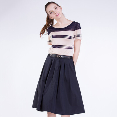 

TMi Mystery Women's Summer Torn Collar Полосатое платье 162015 Navy Green M