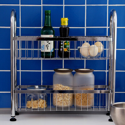 

Ou Ruizhe Taiwan imported kitchen shelves refined thickening flat iron two-story kitchen bottle rack
