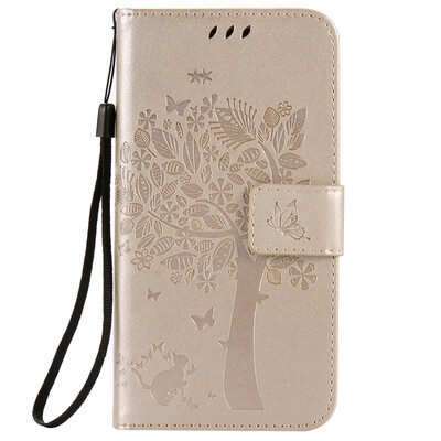 

Gold Tree Design PU Leather Flip Cover Wallet Card Holder Case for HUAWEI Y625