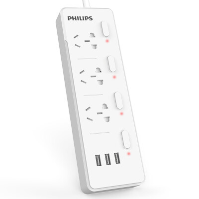 

Philips (PHILIPS) новый национальный стандарт 3 USB общий 2.4A + 3 1,8 м разъем подконтрольный переключатель защита дверная вставка планка / буксирная плата SPS3312K / 93