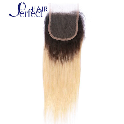 

T1B613 Brazilian Virgin Hair With Closure Straight Perfect Hair Products Ombre Blonde Hair Lace Closure 3 Part Middle Part Free P
