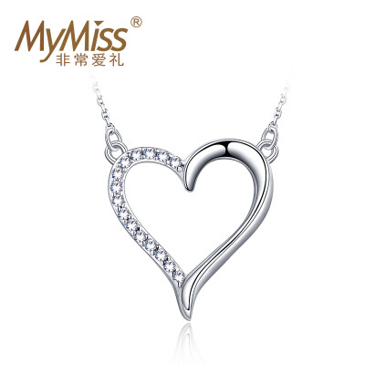 

Mymiss female short 925 silver plated platinum necklace necklace Korean heart pendant jewelry lovers less than full