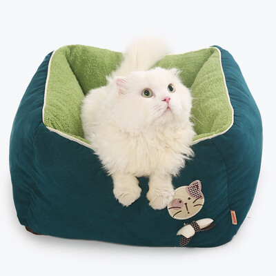 

Китайский юань домашнее животное с (HOOPET) кошачьих туалетов толстый зимний моющийся животное конура кошачьих туалетов дом темно-зеленый коврик S