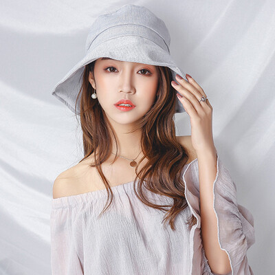 

Jingdong Supermarket] Meng Si Ke (MSEK) WMZ170769 hat female Korean version of the big cloth along the sunset hat sun hat beach hat to send wind rope light purple