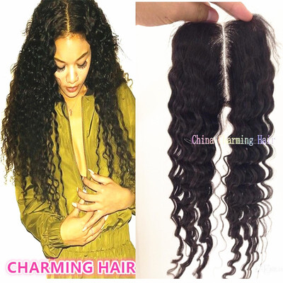 

Grade 8A Brazilian Deep wave Closure Unprocessed Hair Closure 4x4 Bleached Knots Deep wave Swiss Lace Top Closure