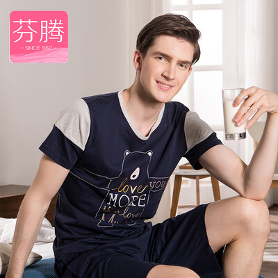 

Fen Teng FENTENG underwear pajamas male summer 2017 new cartoon printing men&39s casual home service suit men L9723701 deep blue XL