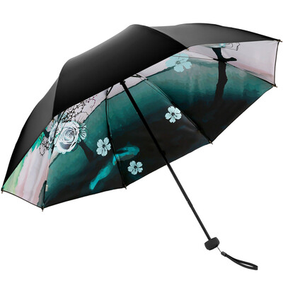 

Paradise umbrella UPF50 Vinyl transfer three fold sun umbrella sunny umbrella 31821E map inside the green