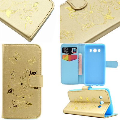 

Gold Hot Stamping Foil Gold Design PU Leather Flip Cover Wallet Card Holder Case for Samsung GALAXY J5 2016