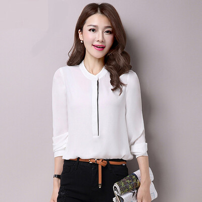 

A pond morning 2017 spring&summer simple long-sleeved shirt female wild fashion loose jacket S62J0001A7M white M