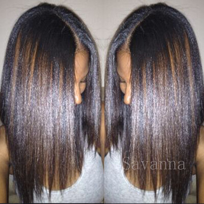 

Dark Brown Highlight Lace Front Human Hair Wigs Brazilian Yaki Straight Glueless Ombre Full Lace Wigs For Women Human Lace Wig