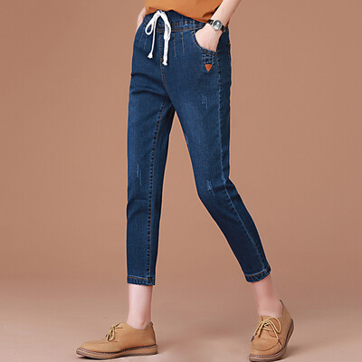 

CITYPLUS FAN Сен Отдел эластичных девяти штанов освобожденная талия освобождает свободные джинсы Harlan женщин CWKN171153 темно-синий XL