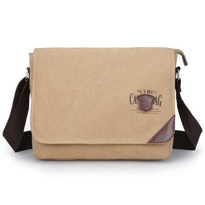 

Think of animal husbandry SIMU 1604 canvas bag shoulder bag Messenger bag leisure sports bag can put ipad khaki
