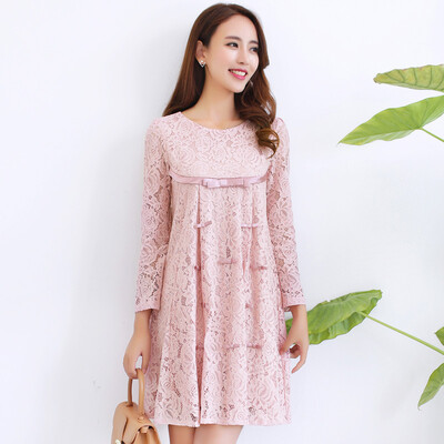 

Sibara House Female 2017 XIA Chun Pure Color Pink Sweet Color Lace High Waist Корейское платье S62R0036A26M Pink M