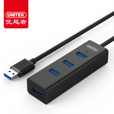 

Advantages (UNITEK) Y-3082BK USB3.0 high-speed expansion 4-port HUB hub 30cm aluminum alloy desktop notebook computer one drag four USB splitter black