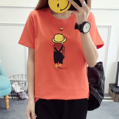 

VIVAHEART Korean T-shirt embroidery pattern short-sleeved T-shirt female VWTD174233 orange