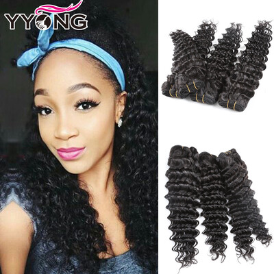 

8A Unprocessed Peruvian Deep Wave Human Hair 4 Pieces Lot YYONG Hair Company Deep Wave Natural Black Peruvian Hair Free Shipping